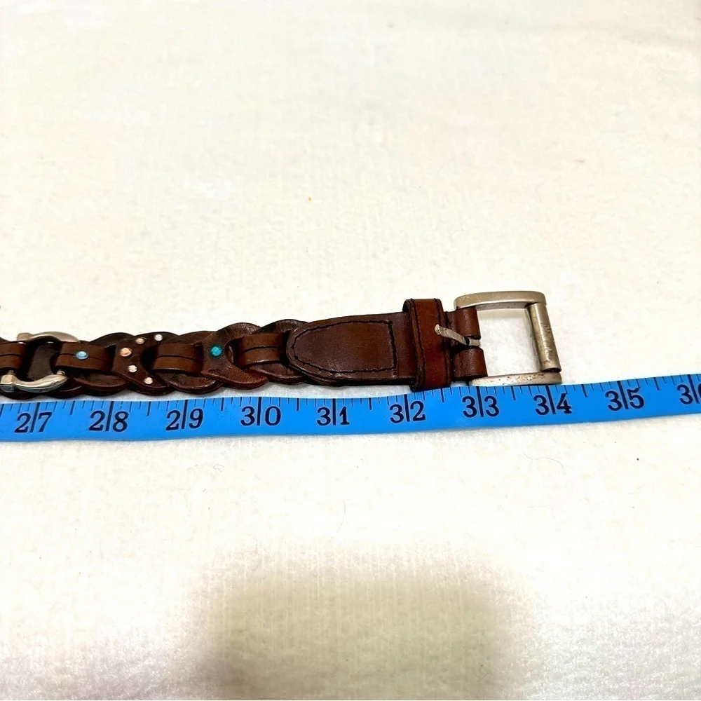 Amiee Lynn Brown Leather Belt Solid Brass Hardware Horse Bit Equestrian Bling‍‍‍